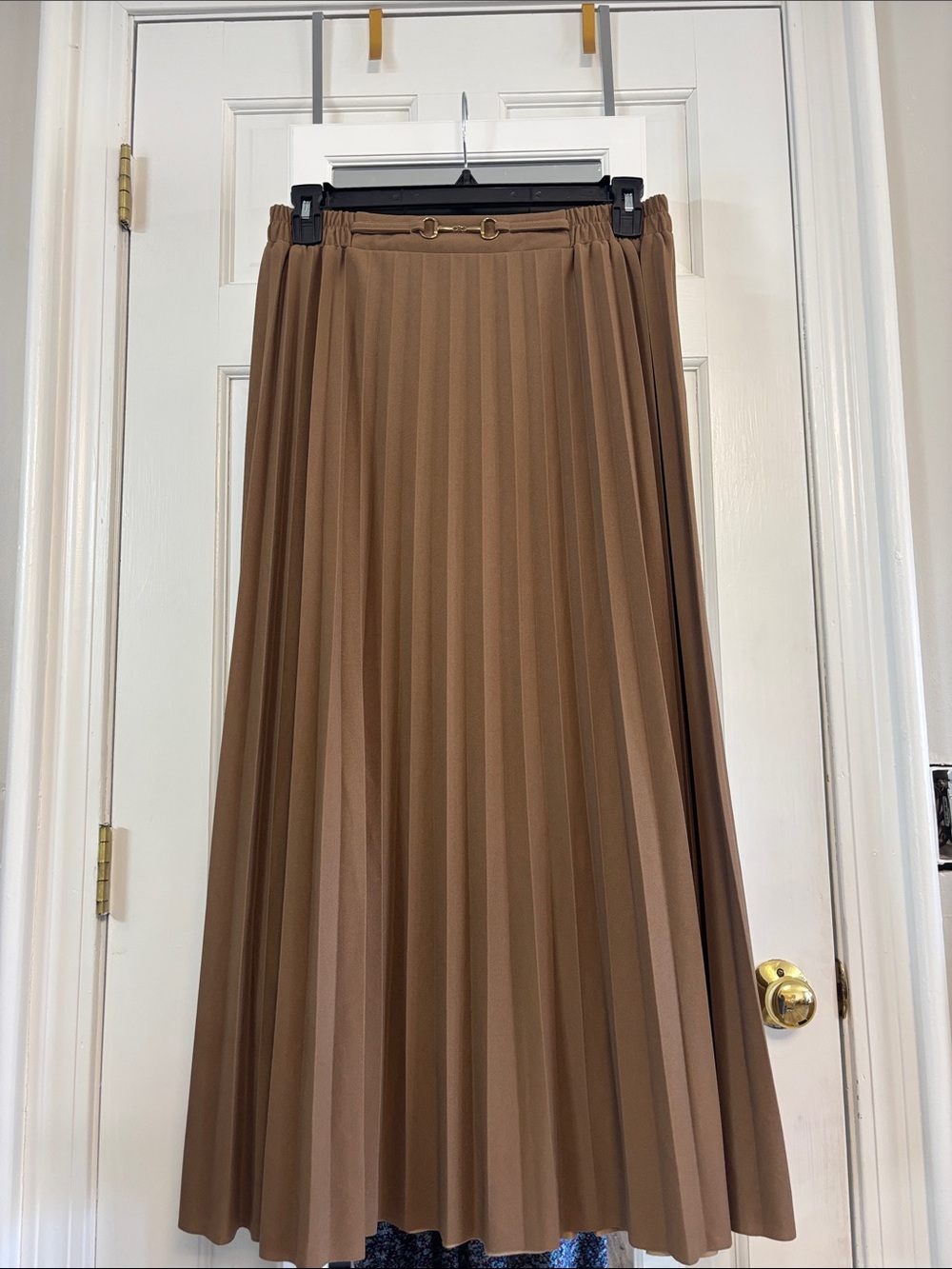 Pleated Midi Skirt in Brown